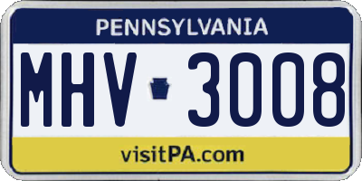 PA license plate MHV3008