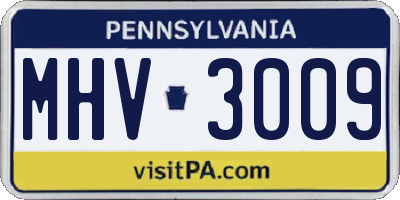 PA license plate MHV3009