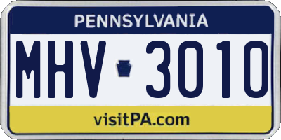PA license plate MHV3010