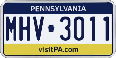 PA license plate MHV3011