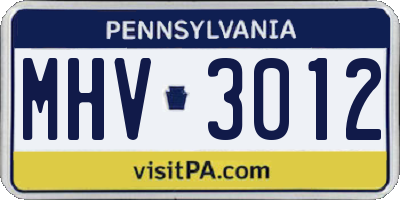 PA license plate MHV3012