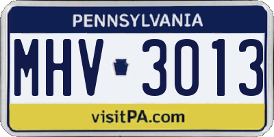 PA license plate MHV3013