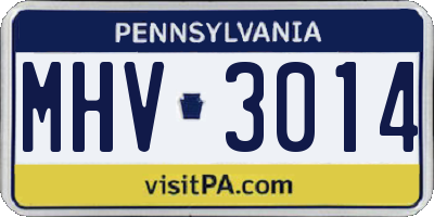 PA license plate MHV3014