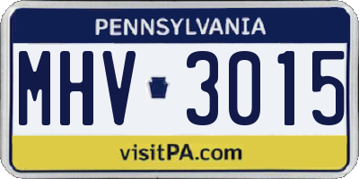 PA license plate MHV3015