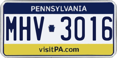 PA license plate MHV3016