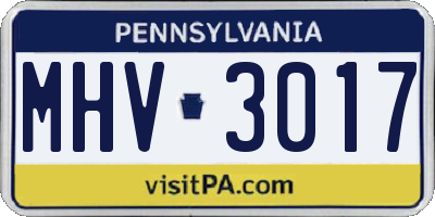 PA license plate MHV3017