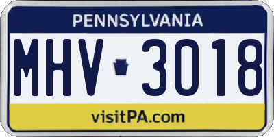 PA license plate MHV3018