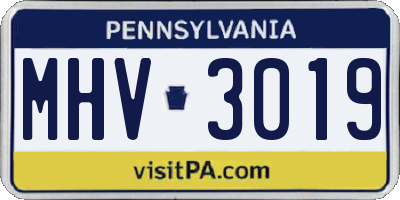PA license plate MHV3019