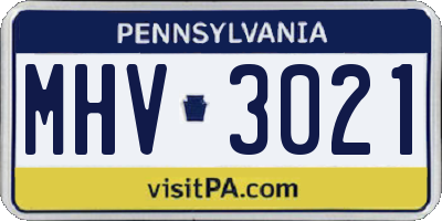 PA license plate MHV3021