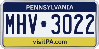PA license plate MHV3022