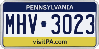 PA license plate MHV3023