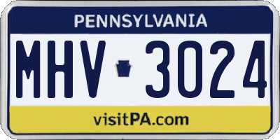 PA license plate MHV3024