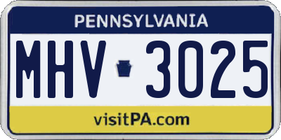 PA license plate MHV3025