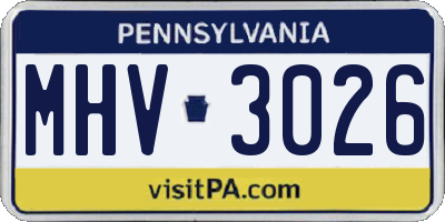 PA license plate MHV3026