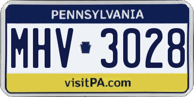 PA license plate MHV3028