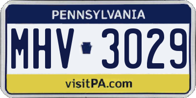 PA license plate MHV3029