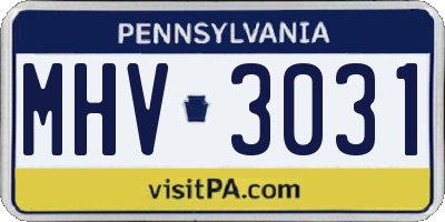 PA license plate MHV3031