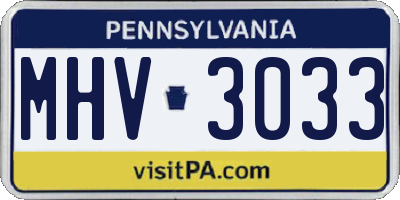 PA license plate MHV3033