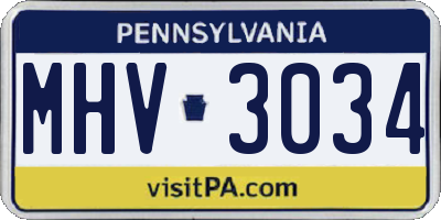 PA license plate MHV3034