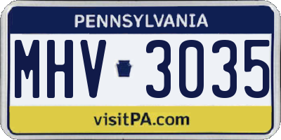 PA license plate MHV3035