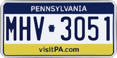 PA license plate MHV3051
