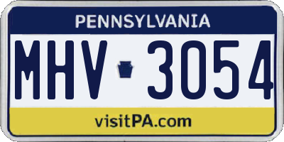 PA license plate MHV3054