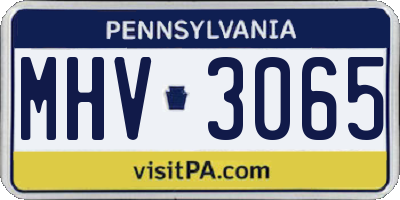 PA license plate MHV3065