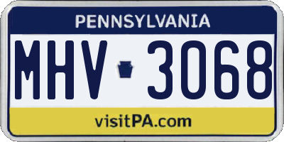 PA license plate MHV3068