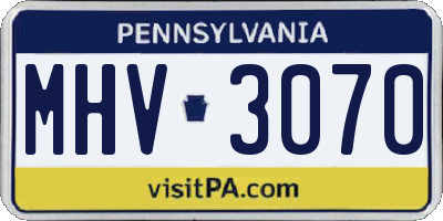 PA license plate MHV3070
