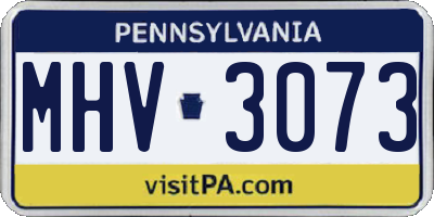 PA license plate MHV3073