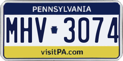 PA license plate MHV3074