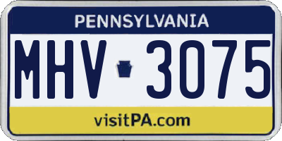 PA license plate MHV3075