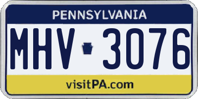 PA license plate MHV3076