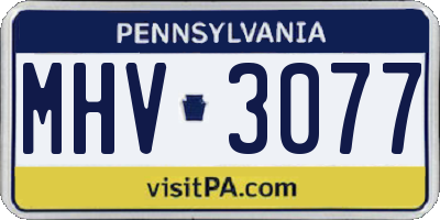 PA license plate MHV3077