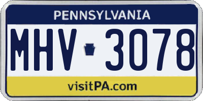 PA license plate MHV3078