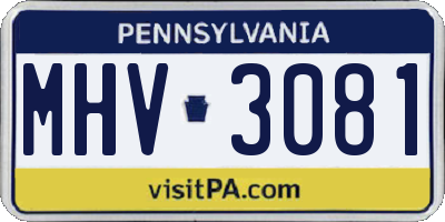 PA license plate MHV3081