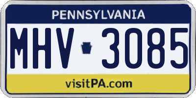 PA license plate MHV3085
