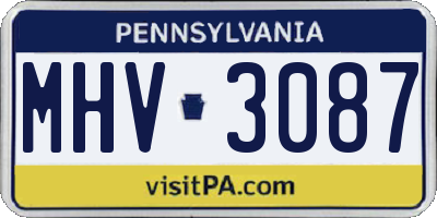 PA license plate MHV3087