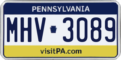PA license plate MHV3089