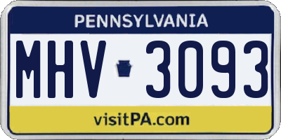 PA license plate MHV3093