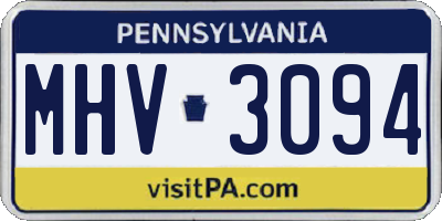 PA license plate MHV3094