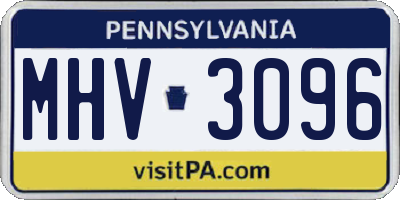 PA license plate MHV3096