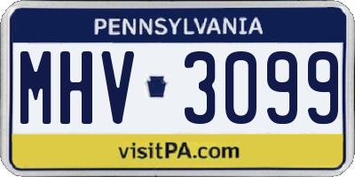 PA license plate MHV3099