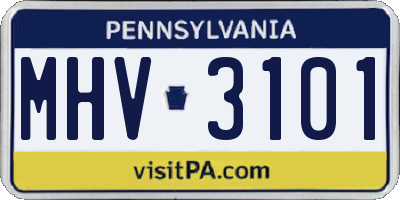 PA license plate MHV3101