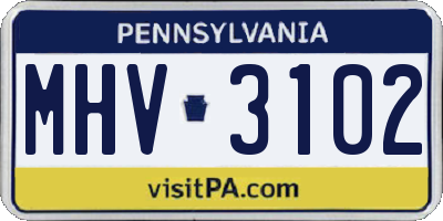 PA license plate MHV3102