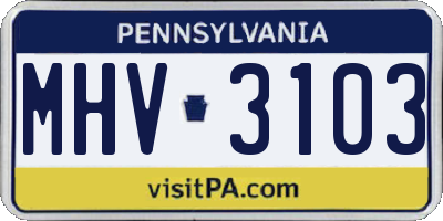 PA license plate MHV3103