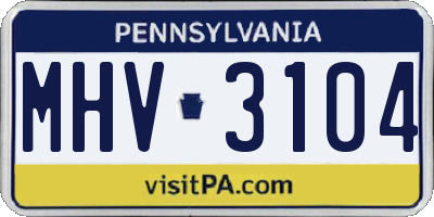 PA license plate MHV3104