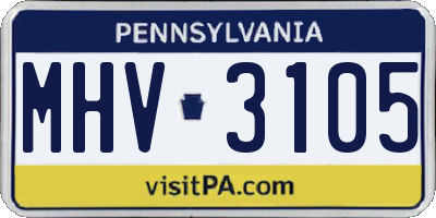 PA license plate MHV3105