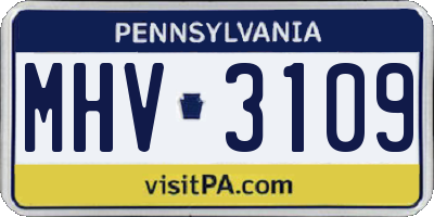 PA license plate MHV3109