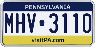 PA license plate MHV3110